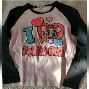 Long Sleeve Angel Blue Baseball T Shirt, Size 120cm